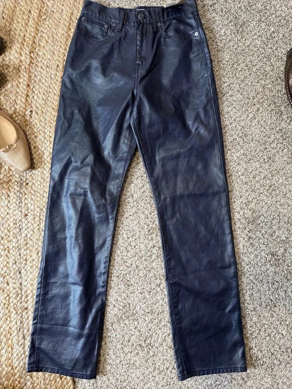 Madewell gunmetal grey shiny denim jeans 90s straight 25 3427